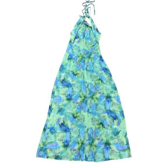 For Love and Lemons Sz S Dress Green Halter Maxi Retro Boho Resortwear Preppy - Picture 2 of 9